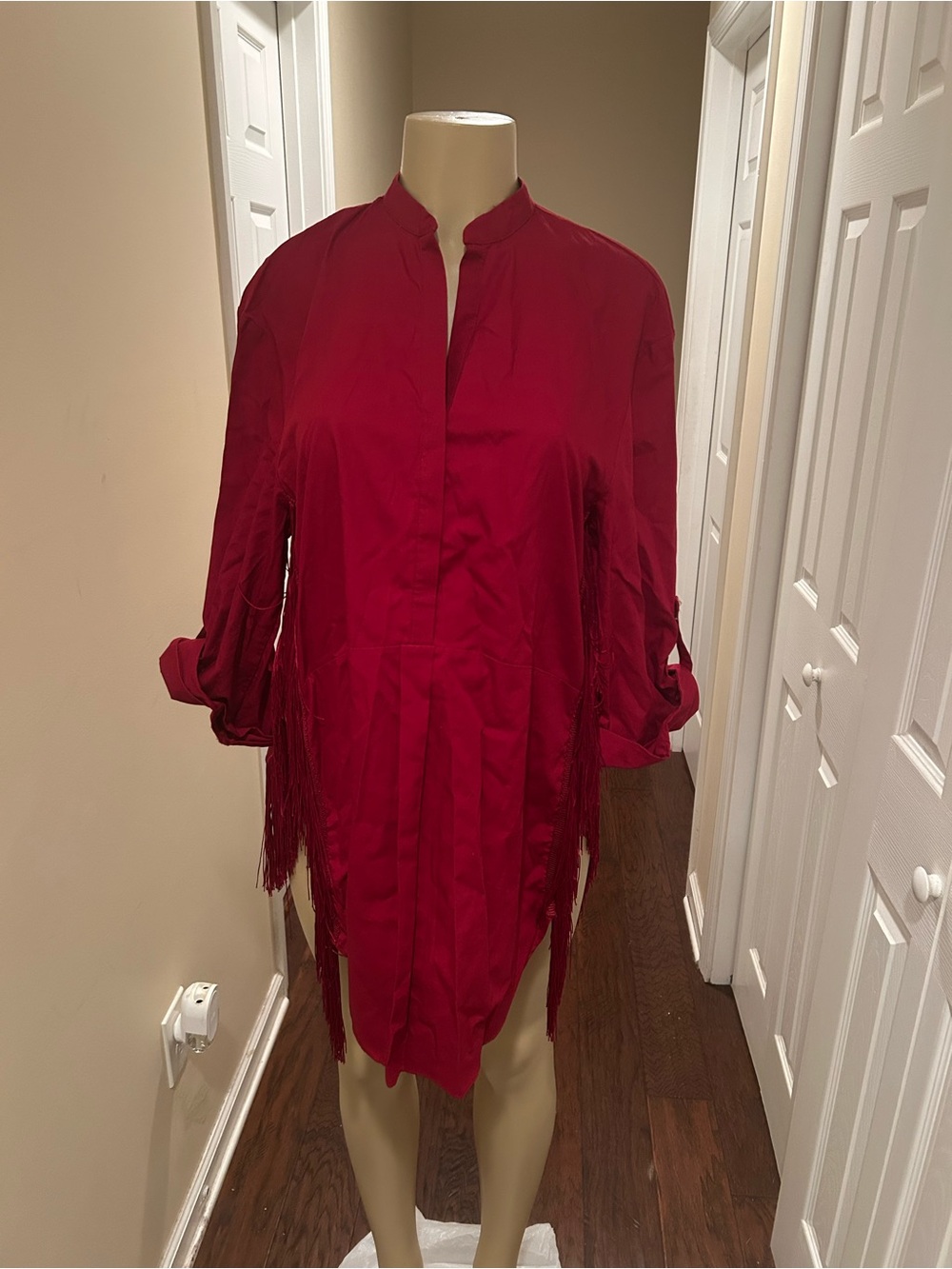 Wine red Fringe Tunic Shirt